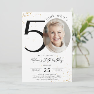 50e anniversaire Gold Invitation avec photo