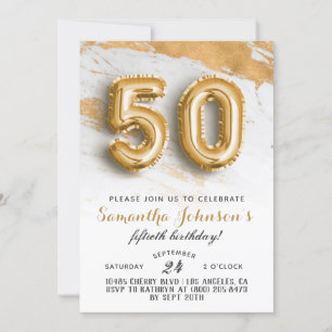 50e anniversaire Gold Marble Invitation