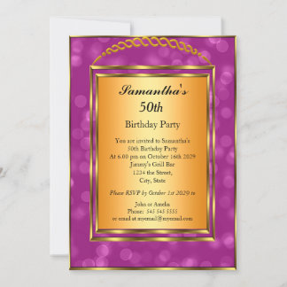 50e Anniversaire Gold Pink Elegant Invitation mode