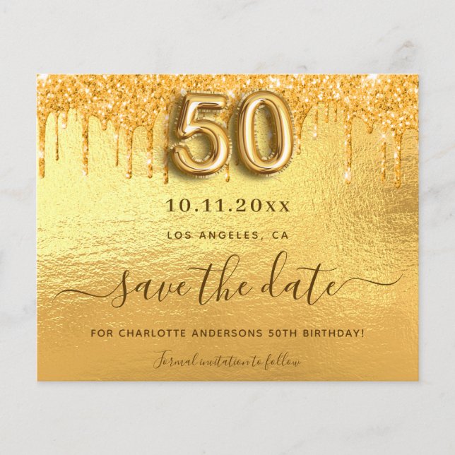 50e anniversaire gouttes d'or enregistrer la carte (Devant)