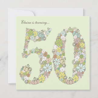 50e anniversaire Green Blooms Invitation personnal