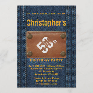 50e, Anniversaire Homme de fête, Invitation style