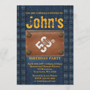 50e, Anniversaire homme de fête, Invitation style 