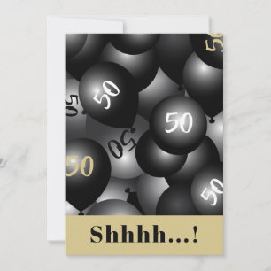 50e anniversaire Invitation à ballons noirs