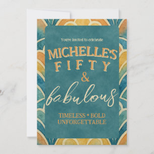 50e anniversaire Invitation Art Déco Turquoise et