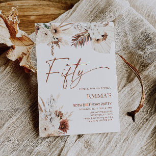 50e anniversaire Invitation Boho Pampas