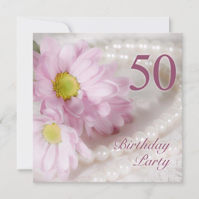50e anniversaire invitation de fête avec marguerit (Devant)
