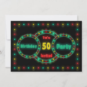 50E ANNIVERSAIRE INVITATION DE FÊTE - NEON LIGHTS