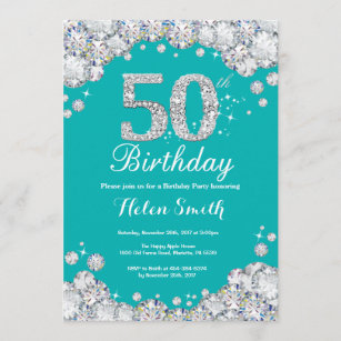 50e anniversaire Invitation Diamant Turquoise et a