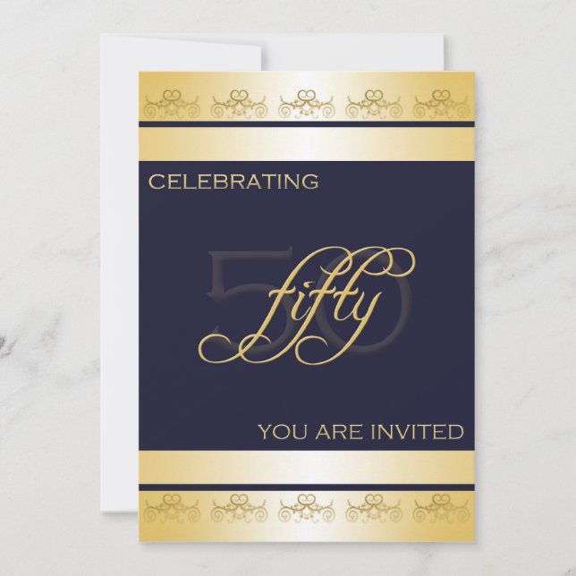 50e anniversaire Invitation en bleu (Devant)