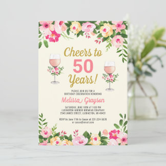 50e anniversaire Invitation Féminine Floral