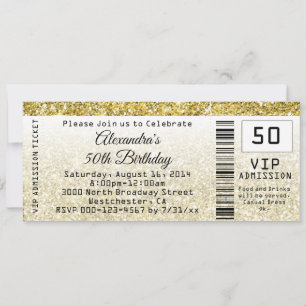 50e anniversaire Invitation Golden Ticket