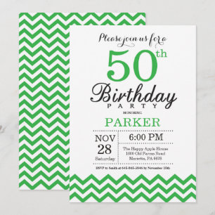 50e anniversaire Invitation Green Chevron