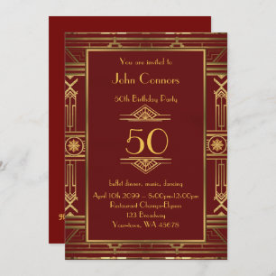 50e anniversaire Invitation Homme 50e, style Gatsb