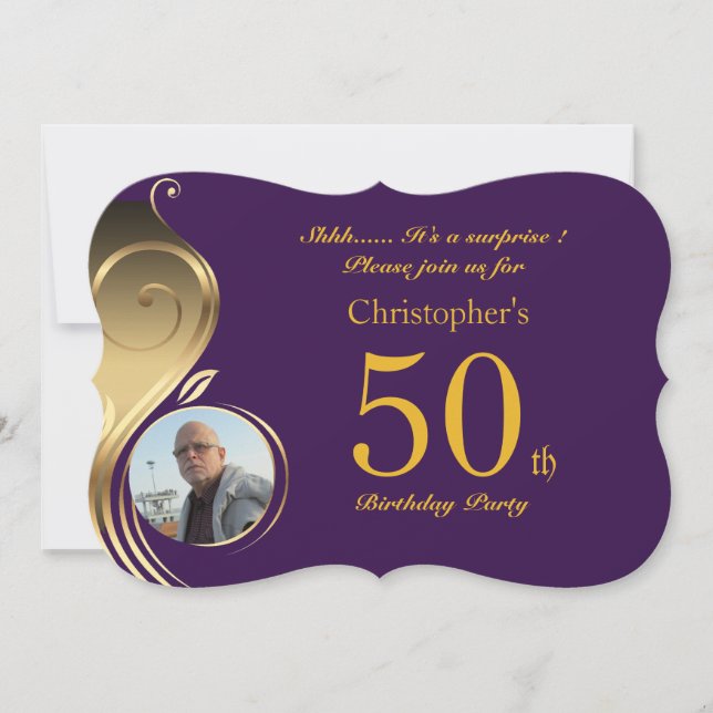 50e, Anniversaire Invitation Homme N'importe quel  (Devant)