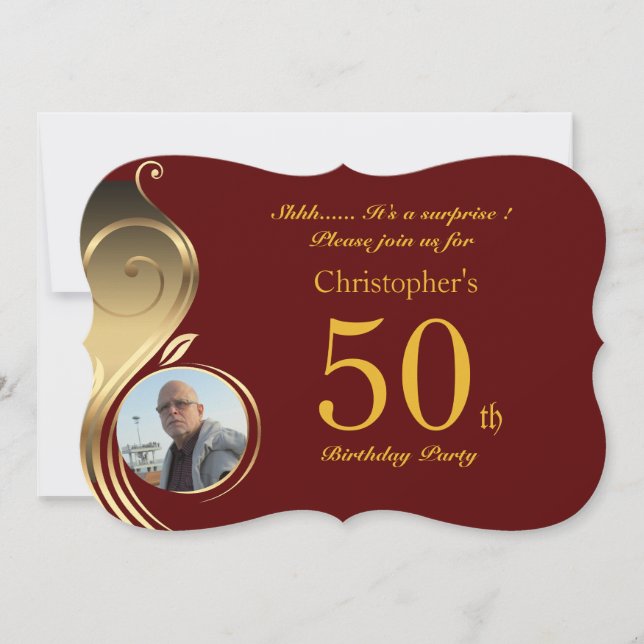 50e, Anniversaire Invitation Homme N'importe quel  (Devant)