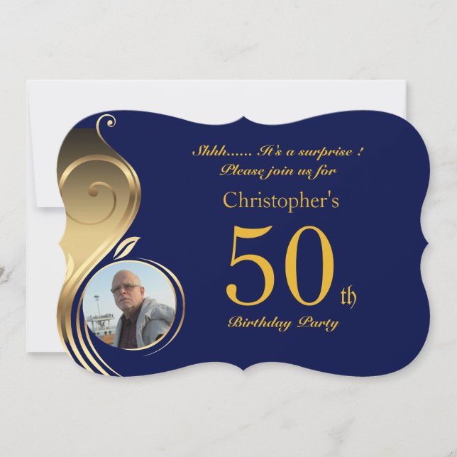 50e, Anniversaire Invitation Homme N'importe quel, (Devant)