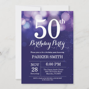 50e anniversaire Invitation Marine Bleu