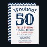 50e anniversaire Invitation Mens Marine Bleu<br><div class="desc">Une invitation à 50ème anniversaire drôle et frappante pour un mari,  un ami,  un père ou une grand-mère.</div>