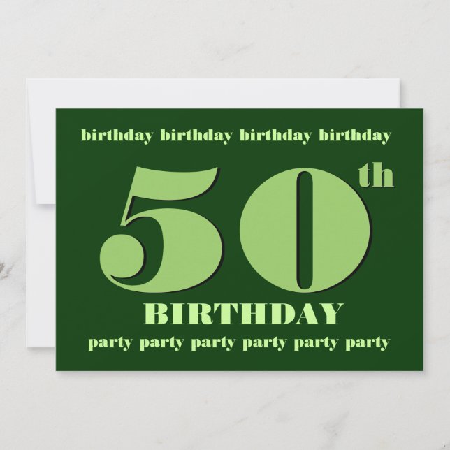 50e anniversaire Invitation Modèle Green (Devant)