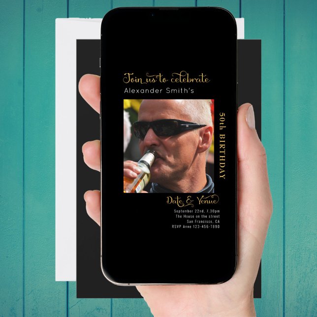 50e anniversaire Invitation noire (Créateur téléchargé)