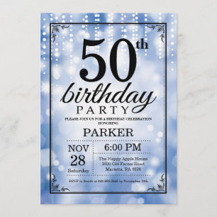 50e anniversaire Invitation Parties scintillant bl