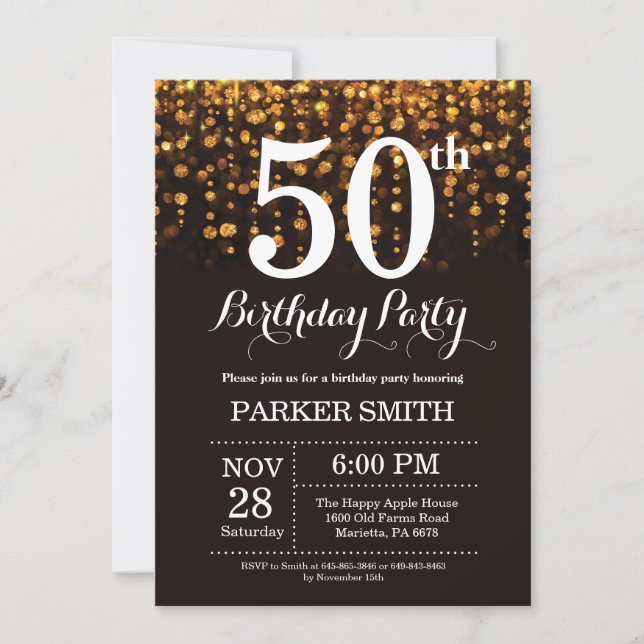 50e anniversaire Invitation Parties scintillant d' (Devant)