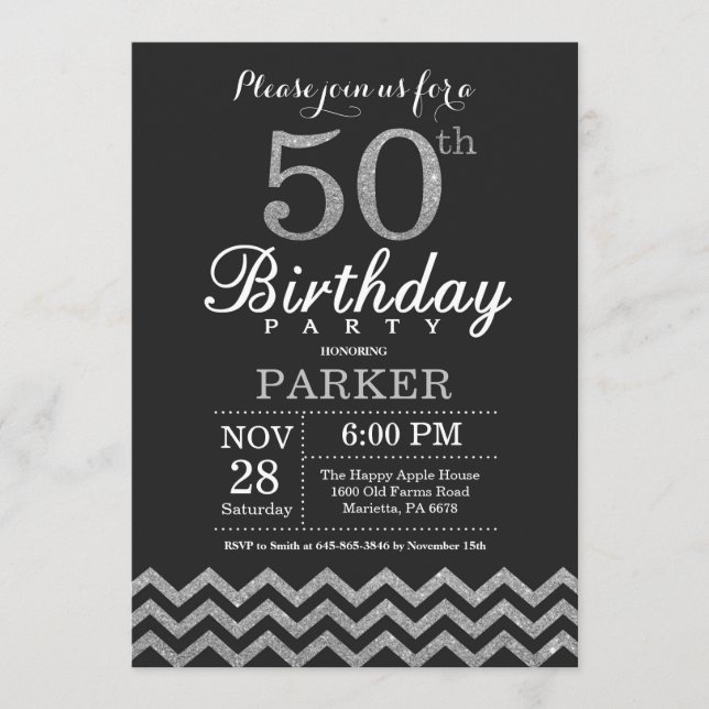 50e anniversaire Invitation Parties scintillant no (Devant)