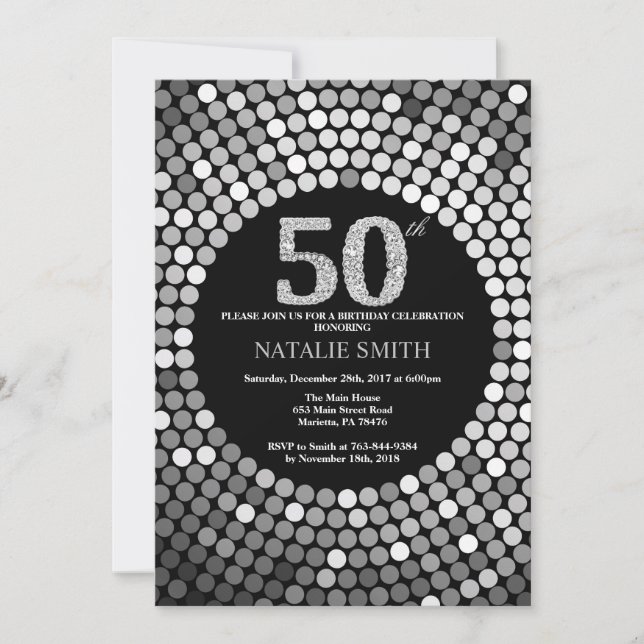 50e anniversaire Invitation Parties scintillant no (Devant)