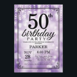 50e anniversaire Invitation Parties scintillant vi<br><div class="desc">50e anniversaire Invitation à cordes violettes avec Arrière - plan de Parties scintillant violet. Anniversaire mauve. Anniversaire adulte. Hommes ou femmes Anniversaire Invitation. 13e 15e 16e 18e 20e 21e 30e 40e 50e 60e 70e 80e 90e 100e, n'importe quel âge. Pour plus de personnalisation, cliquez sur le bouton "Customiser" et utilisez...</div>