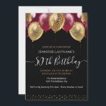 50e Anniversaire Invitation Rouge et Or<br><div class="desc">Ballons de parties scintillant en faux rouge et or élégants sur la bordure supérieure. Tout le texte est ajustable et facile à changer pour vos besoins de partie. Grand élégant enregistrer la date anniversaire conception modèle de fête. chaque année,  l'âge peut être changé</div>