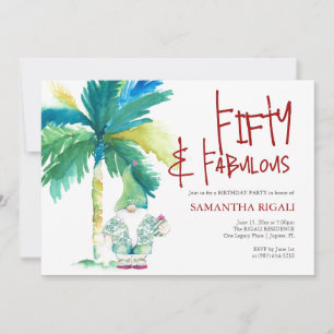 50e anniversaire Invitations aquarelle Palm Tree
