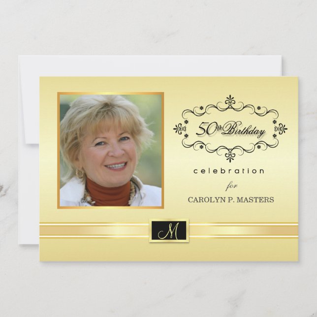 50e anniversaire Invitations avec photo (Devant)