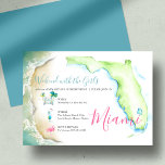 50e anniversaire Invitations en Floride du Sud<br><div class="desc">Célébrez en style avec cette invitation tropicale 50ème anniversaire, parfait pour une célébration de 50 et fabuleux ou un week-end amusant filles à Miami ou en Floride du Sud! Avec mes oeuvres originales d'aquarelle, avec des vagues de l'océan, des flamants, des palmiers, un cocktail tropical, une voiture rétro et une...</div>