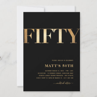 50e anniversaire Invitations Noir et Or