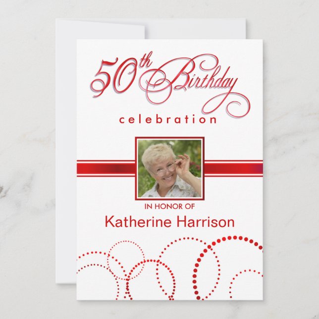 50e anniversaire Invitations photo - avec Monogram (Devant)