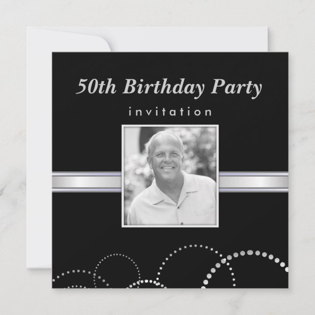 50e anniversaire - Invitations photo personnalisée (Devant)