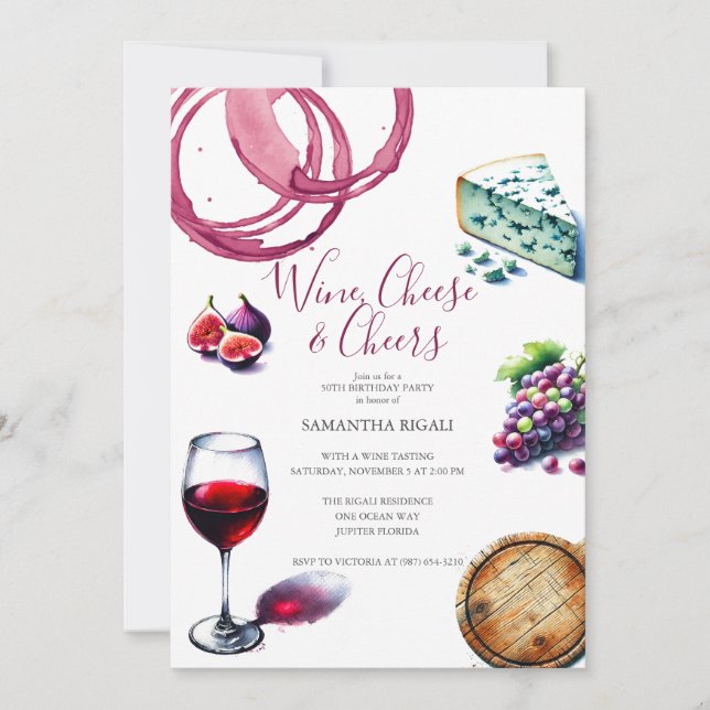 50e anniversaire Invitations thème du vin (Devant)