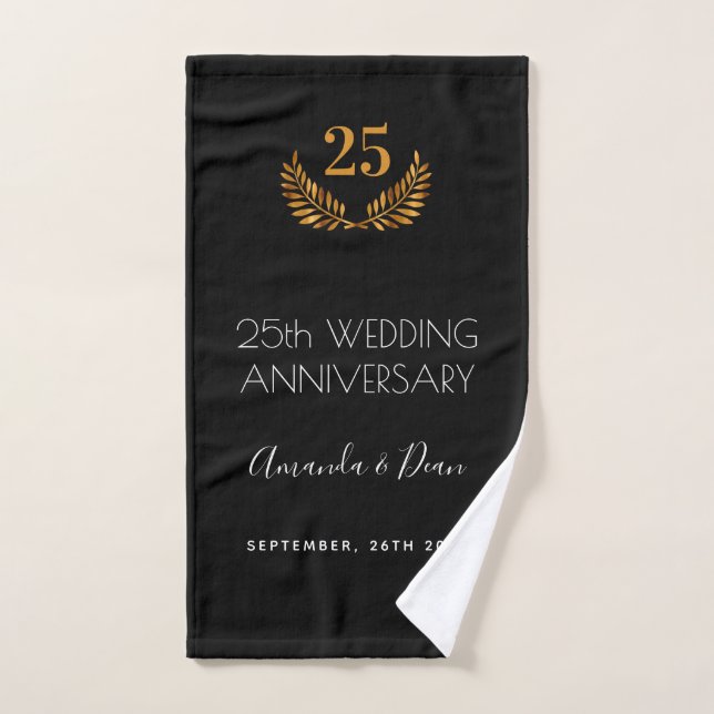 50e anniversaire mariage blanc noir couronne (Serviette à main)