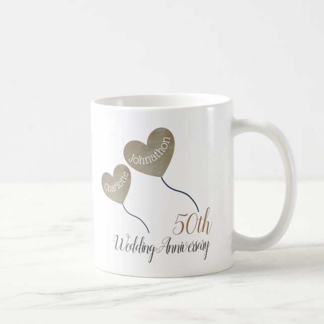 50e anniversaire mariage d'or cadeau café tasse (Droite)