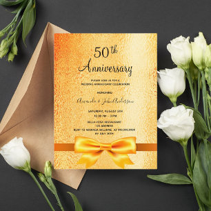 50e anniversaire mariage or métal invitation