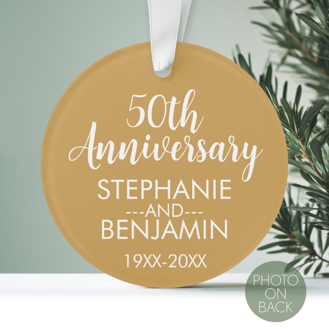 50e anniversaire Mariage peut modifier la couleur  (Personalized Wedding Anniversary Photo Ornament)