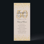 50e Anniversaire Menu du programme Merci U Gold Ch<br><div class="desc">Design élégant "Programme de fête d'anniversaire" avec faux parties scintillant confetti texte personnalisé.</div>