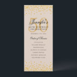 50e Anniversaire Menu du programme Merci U Gold Ch<br><div class="desc">Design élégant "Programme de fête d'anniversaire" avec faux parties scintillant confetti texte personnalisé.</div>