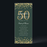 50e Anniversaire Menu du programme Merci U Gold Gr<br><div class="desc">Design élégant "Programme de fête d'anniversaire" avec faux parties scintillant confetti texte personnalisé.</div>