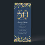 50e Anniversaire Menu du programme Merci U Gold Na<br><div class="desc">Design élégant "Programme de fête d'anniversaire" avec faux parties scintillant confetti texte personnalisé.</div>