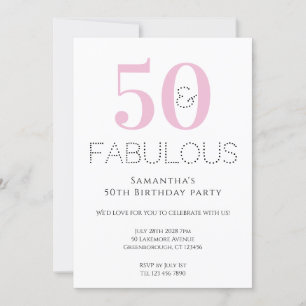 50e anniversaire Modern Pink Party Invitation