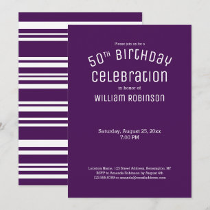 50e anniversaire Moderne Purple Stripes Invitation