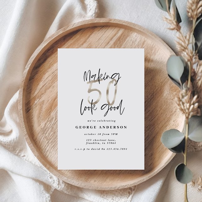 50e anniversaire noir et argent élégant moderne (Créateur téléchargé)