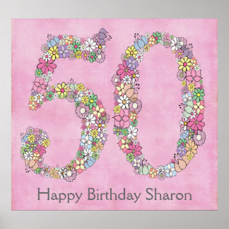 50e Anniversaire Numéro de fête Bannière Poster (G